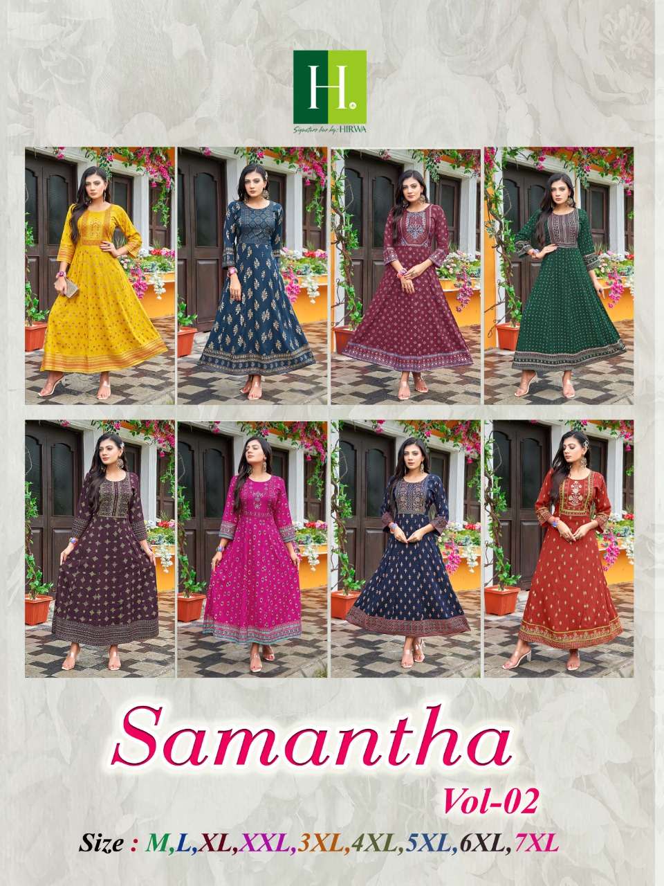 hirwa samantha vol 2 heavy rayon designer kurtis wholesale price supplier surat
