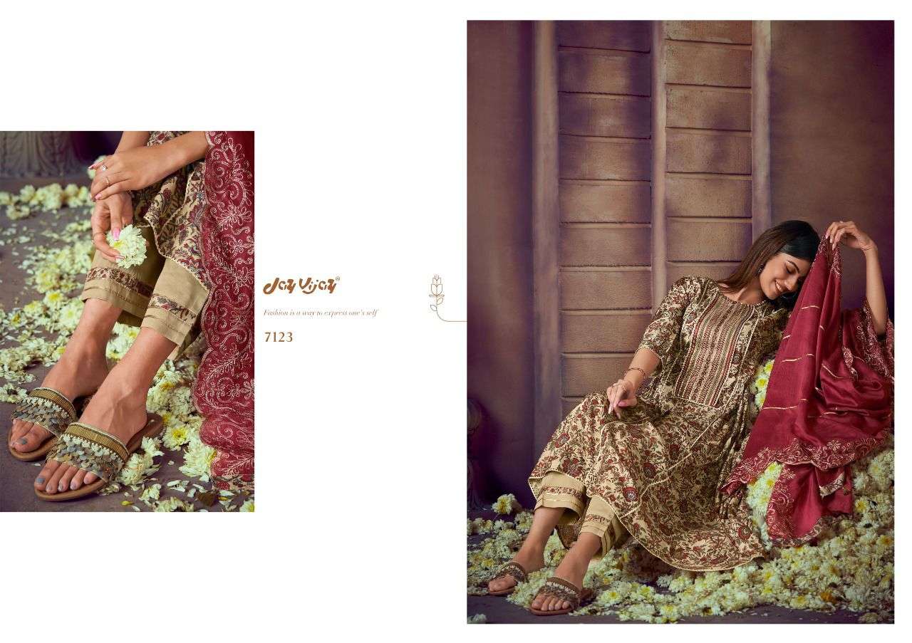 jayvijay falisha 7121-7128 series pure mofa silk fancy dress material wholesaler