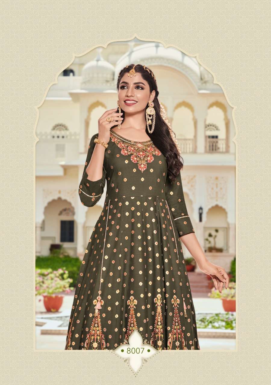 kajal style fashion coloubar vol-8 8001-8008 series designer style gown collection wholesale price