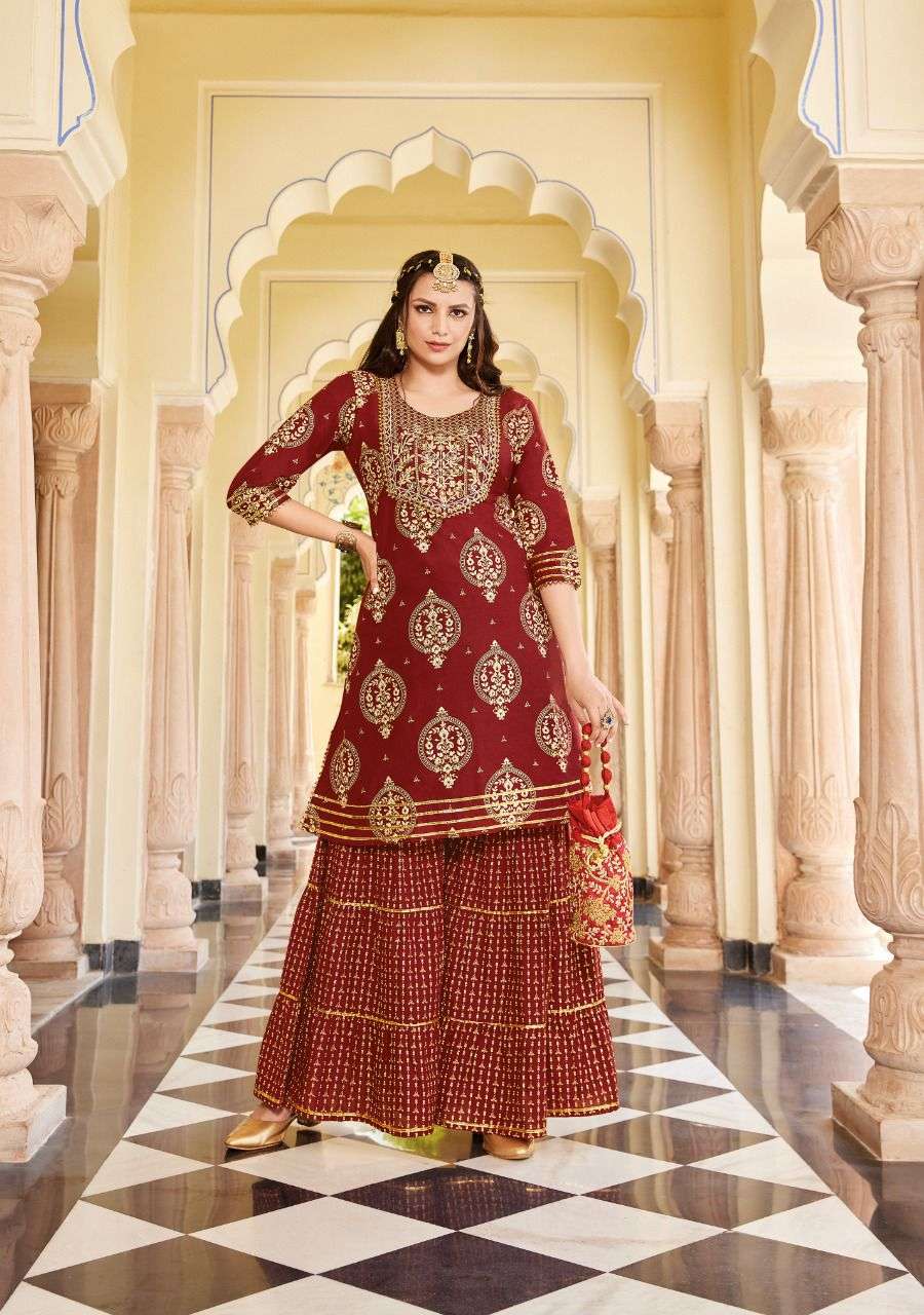 kajal style lavish vol-2 2001-2008 series cotton exclusive kurti with sharara pattern best wholesale price surat 