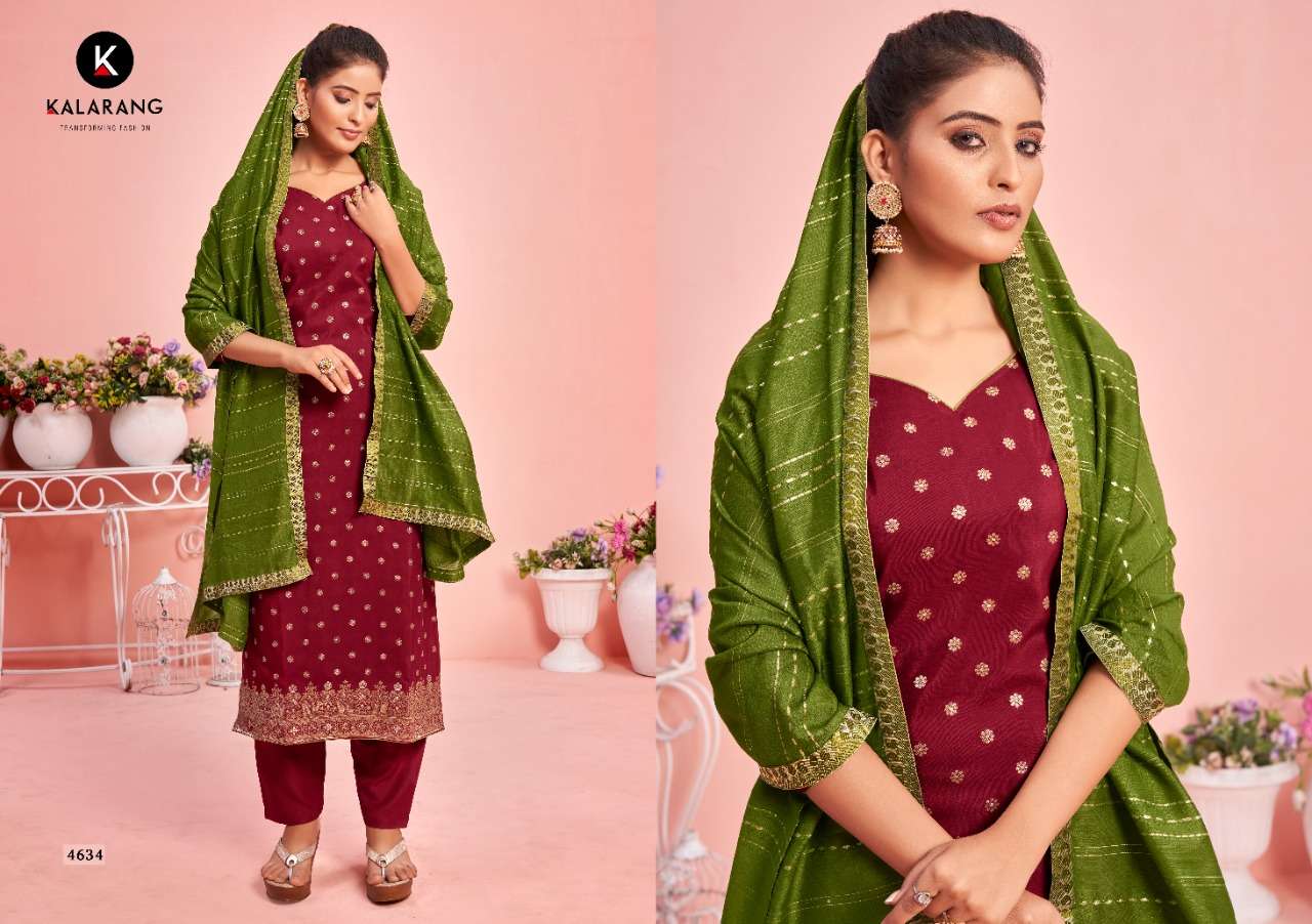 kalarang aakruti 4631-4636 series pure muslin fancy embroidered dress material wholesale price surat