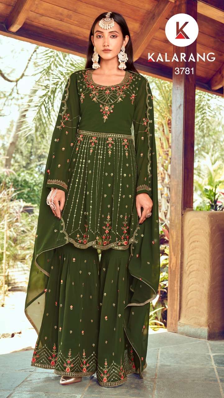 kalarang ranchi 3781-3784 series georgette embroidered fancy work suits collection surat