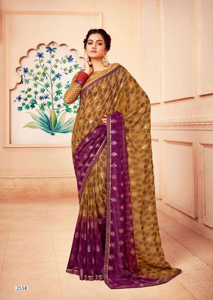 kashvi creation mayuri 2551-2560 series georgette foil printed sarees collection surat