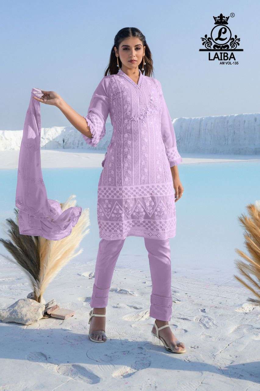 laiba am 135 Designer Tunic with beautiful chicken kadi embroidery work wholesale price surat
