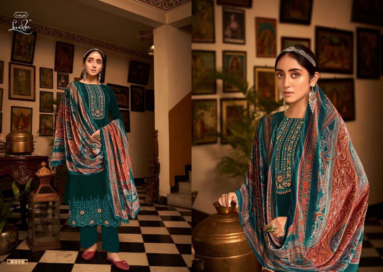 levisha ekanya 8313-8317 series velvet designer salwar kameez online shopping suart