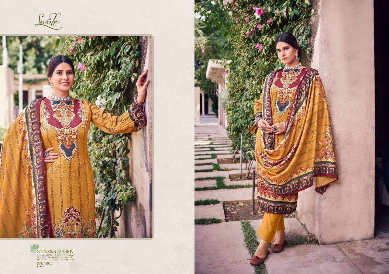 levisha farhana 1001-1006 series pure pahsmina digital printed dress material collection surat