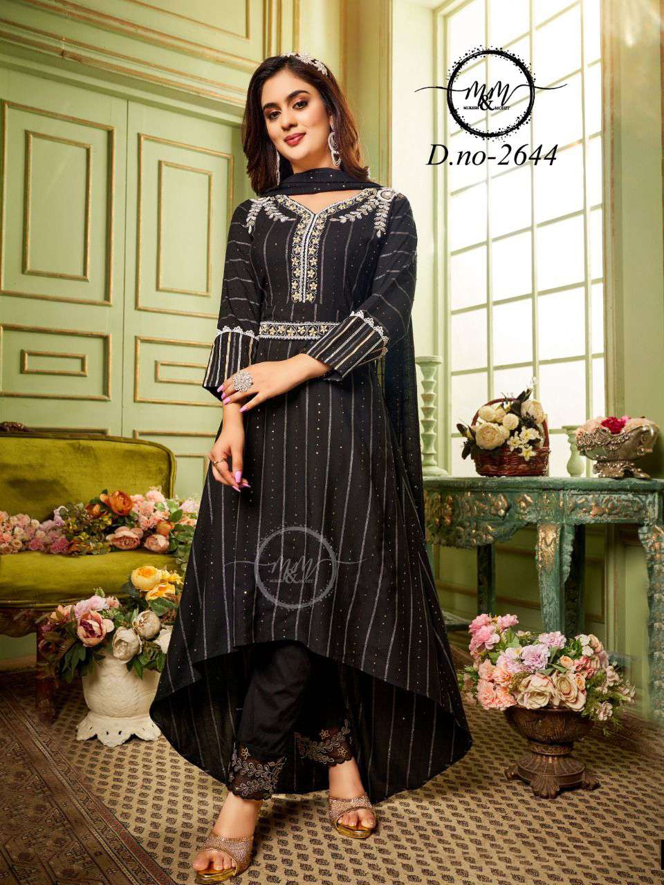 m&m 2644 injuqted fancy party wear combo size set collection wholesale price