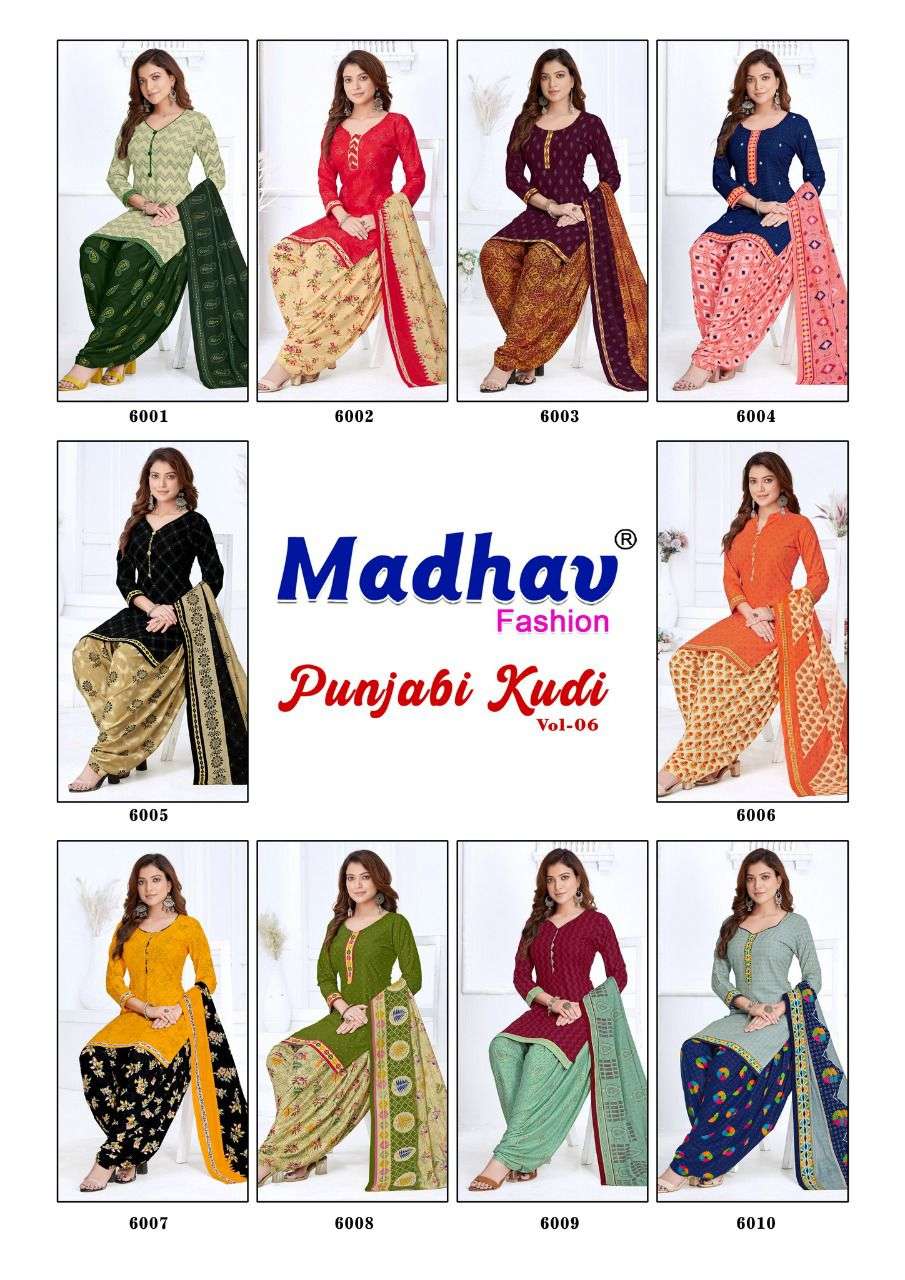 Madhav fashion Punjabi kudi vol 6 cotton dress material wholesale price surat