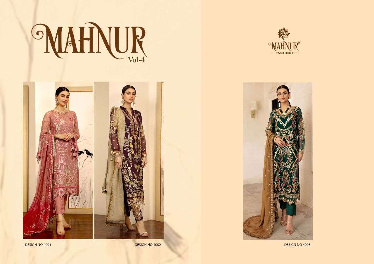 mahnur fashion presents mahnur vol-4 heavy georgette fancy pakistani salwar suits surat