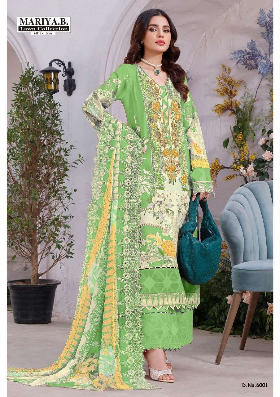 Mariya b Lawn collection 6th edition vol-6 6001-6006 pakistani lawn cotton salwar suits wholesale surat