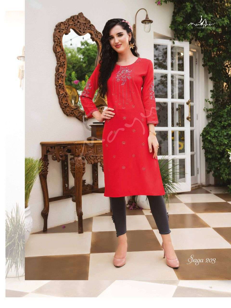 mayur saga vol-2 201-208 series reyon designer exclusive kurti online shopping surat