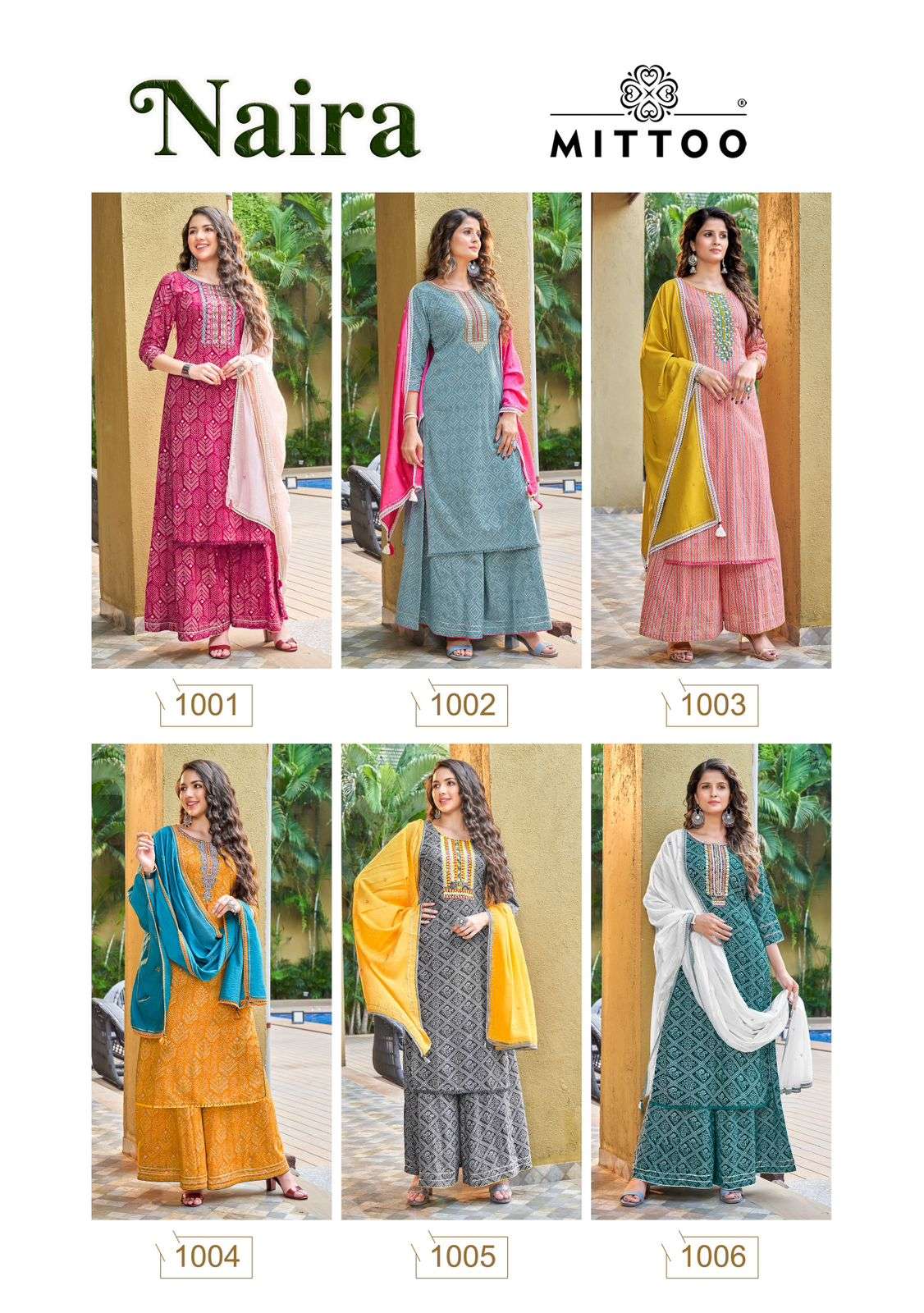 mittoo naira 1001-1006 series reyon ready to wear collection online shopping surat 