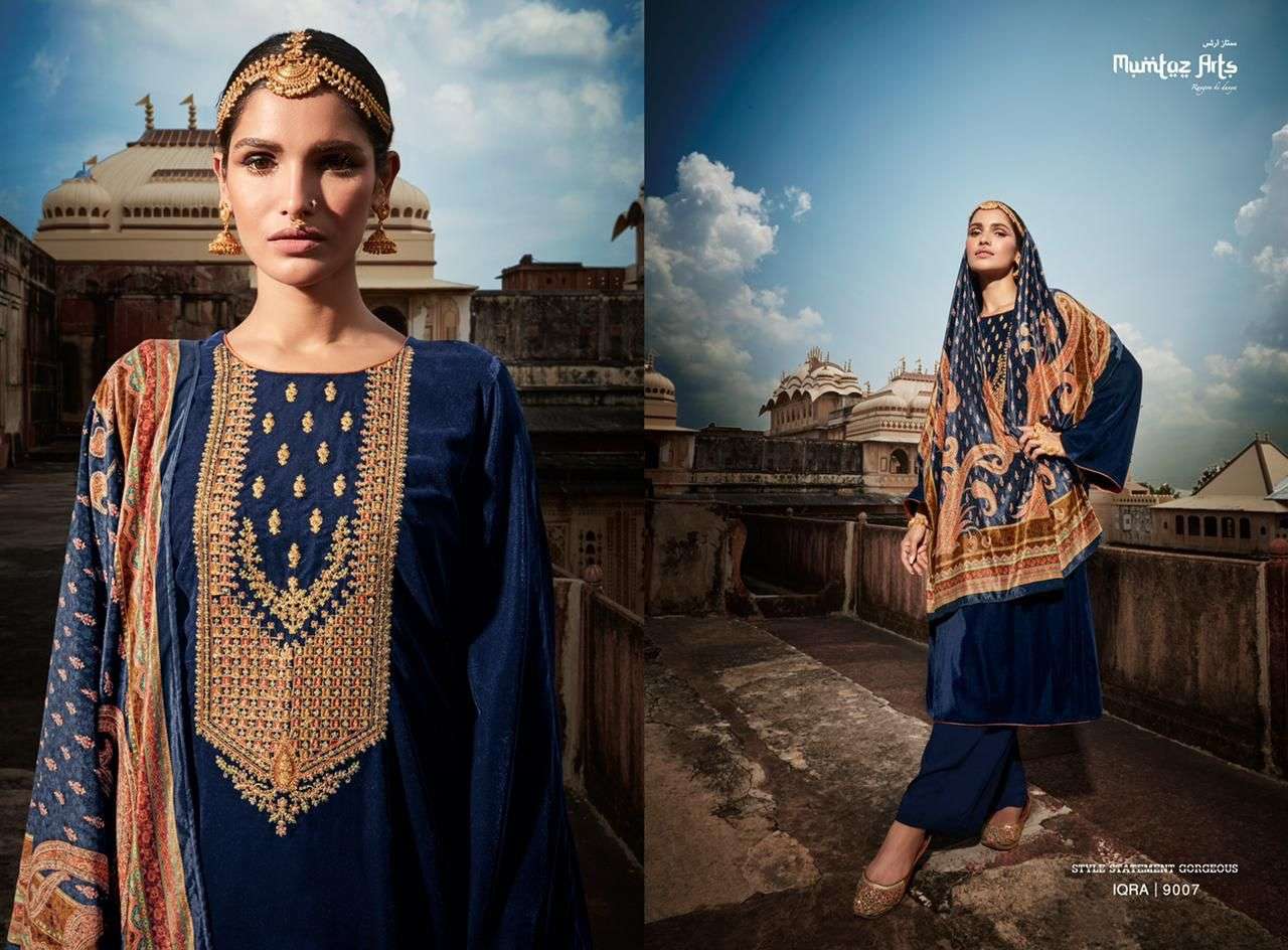 mumtaz arts iqra 9001-9007 series velvet exclusive salwar suits online dealer surat
