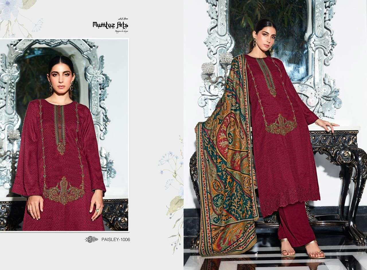 mumtaz arts paisley shifli edition vol-1 1001-1007 series pashmina dress material collection surat