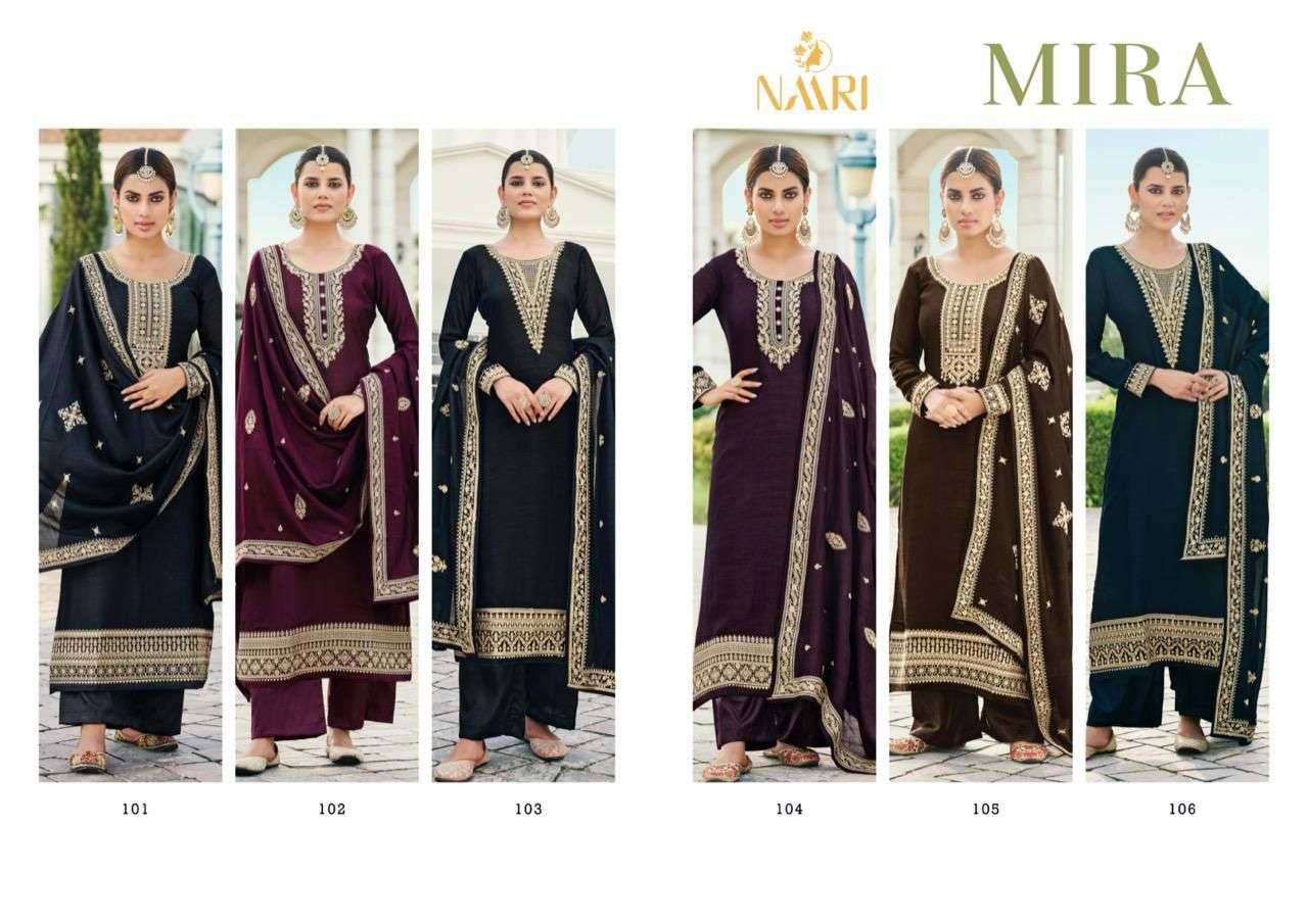 naari mira 101-108 series vichitra silk party wear collection online wholesale price surat