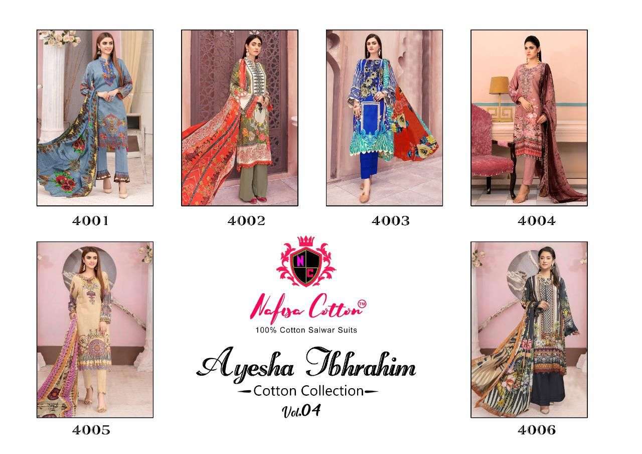 nafisha cotton ayesha ibrahim cotton collection vol 4 cotton dress material wholesale price 
