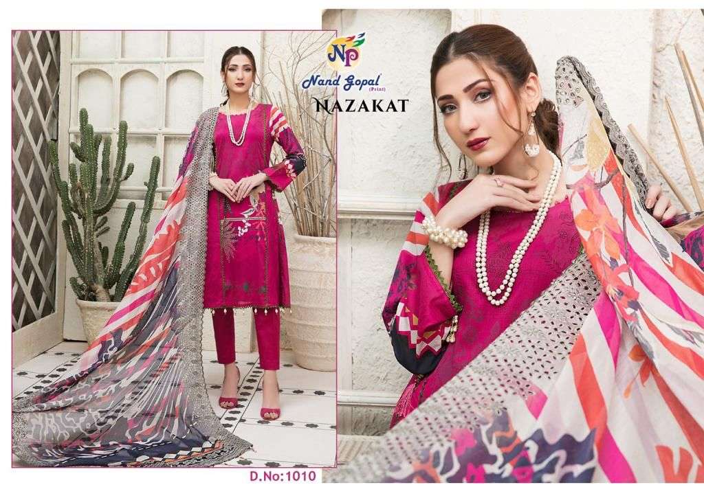 nandgopal nazakat karachi style cotton printed dress material surat