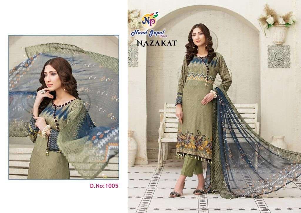 nandgopal nazakat karachi style cotton printed dress material surat