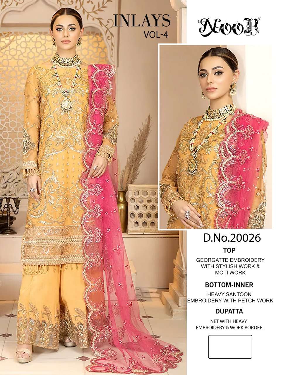 noor inlays vol-4 20025-20027 series georgette pakistani salwar kameez online dealer surat price 