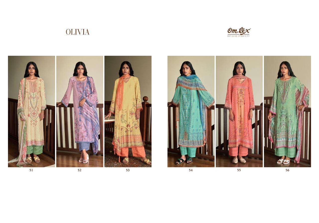 omtex olivia 51-56 series fancy dress material catalogue wholesale price surat