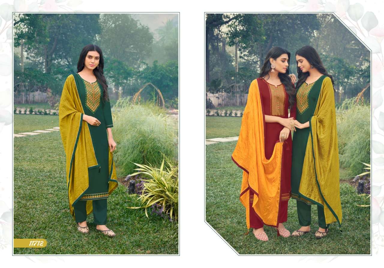 panch ratan saanvi 11711-11715 series pure silk designer salwar kameez best price wholesale dealer surat  