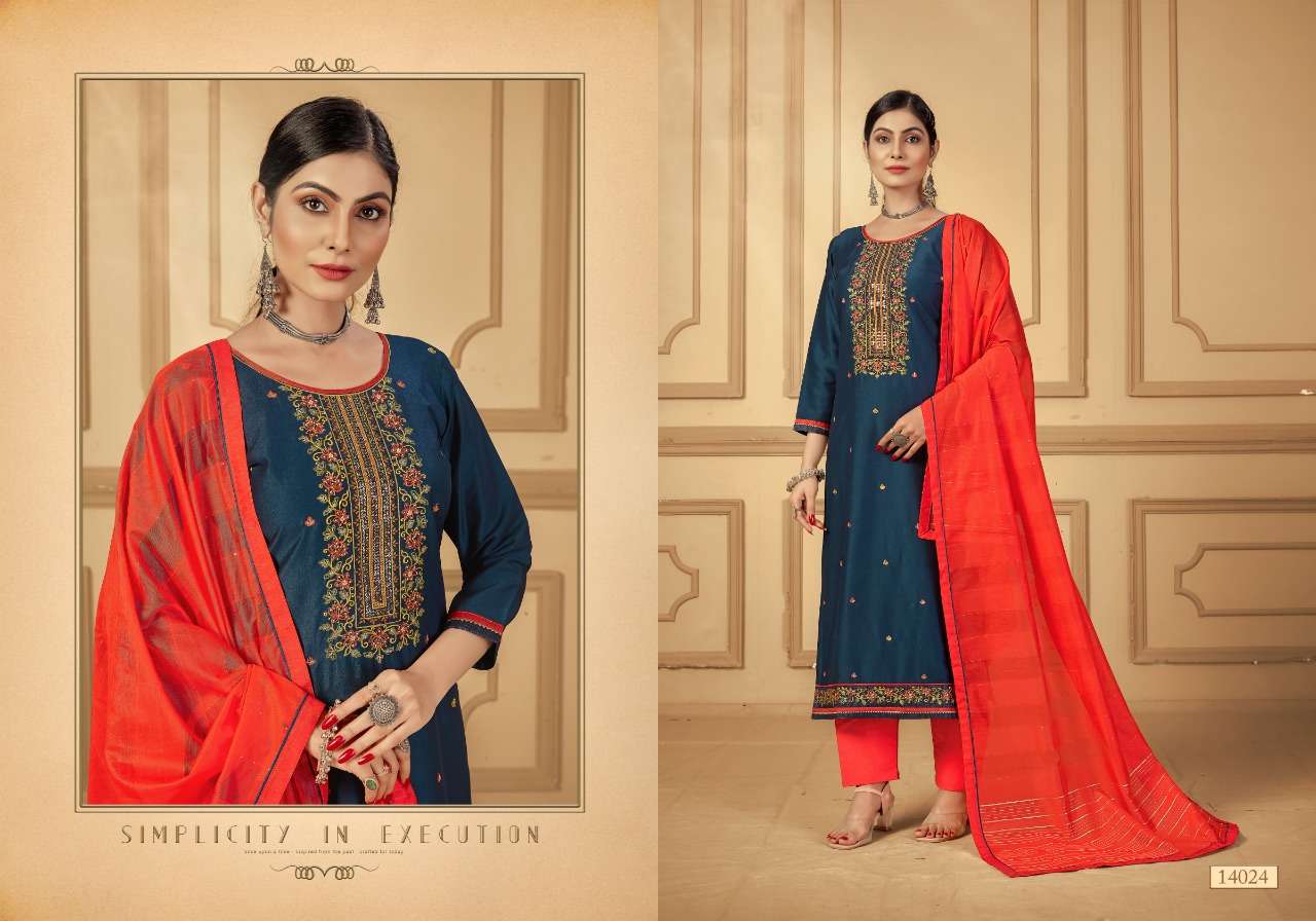 panch ratna khushali 14021-14025 series parampara silk designer salwar suits best price wholesaler surat