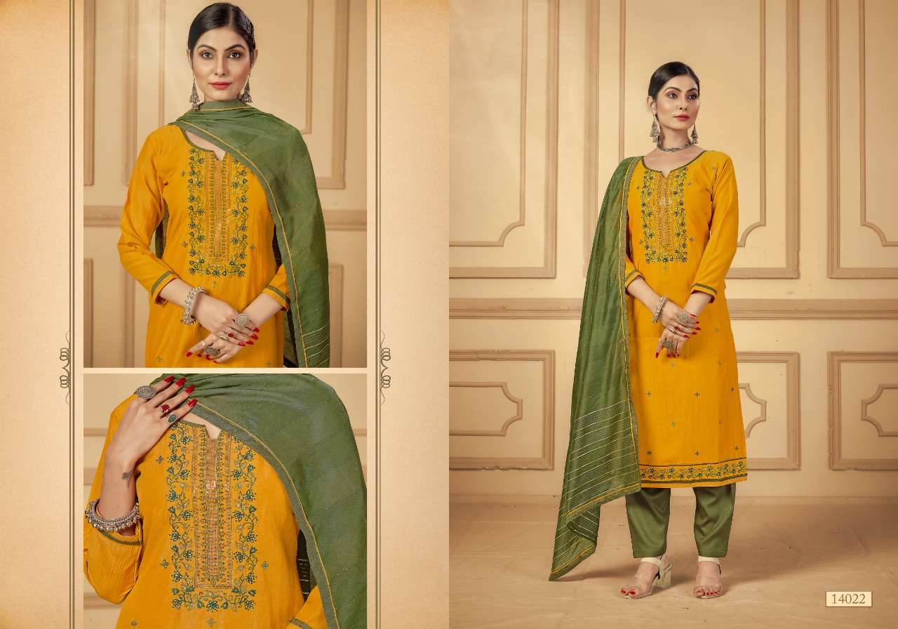 panch ratna khushali 14021-14025 series parampara silk designer salwar suits best price wholesaler surat