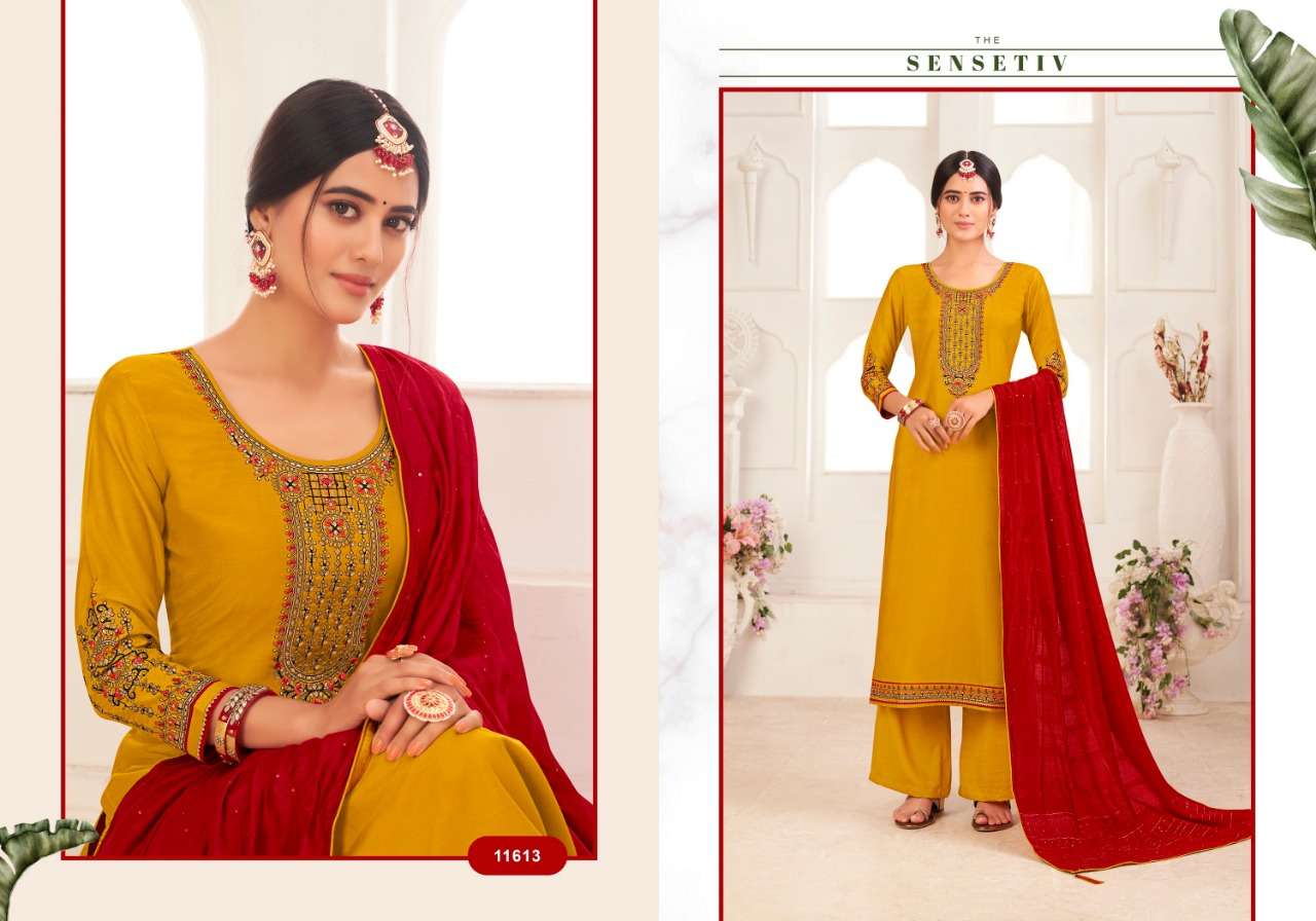 panch ratna shivani 11611-11615 parampara silk salwar suits online wholesaler suits surat 