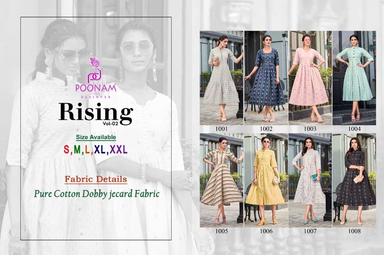 poonam designer rising vol-2 1001-1008 series cotton gown wholesale dealer surat 