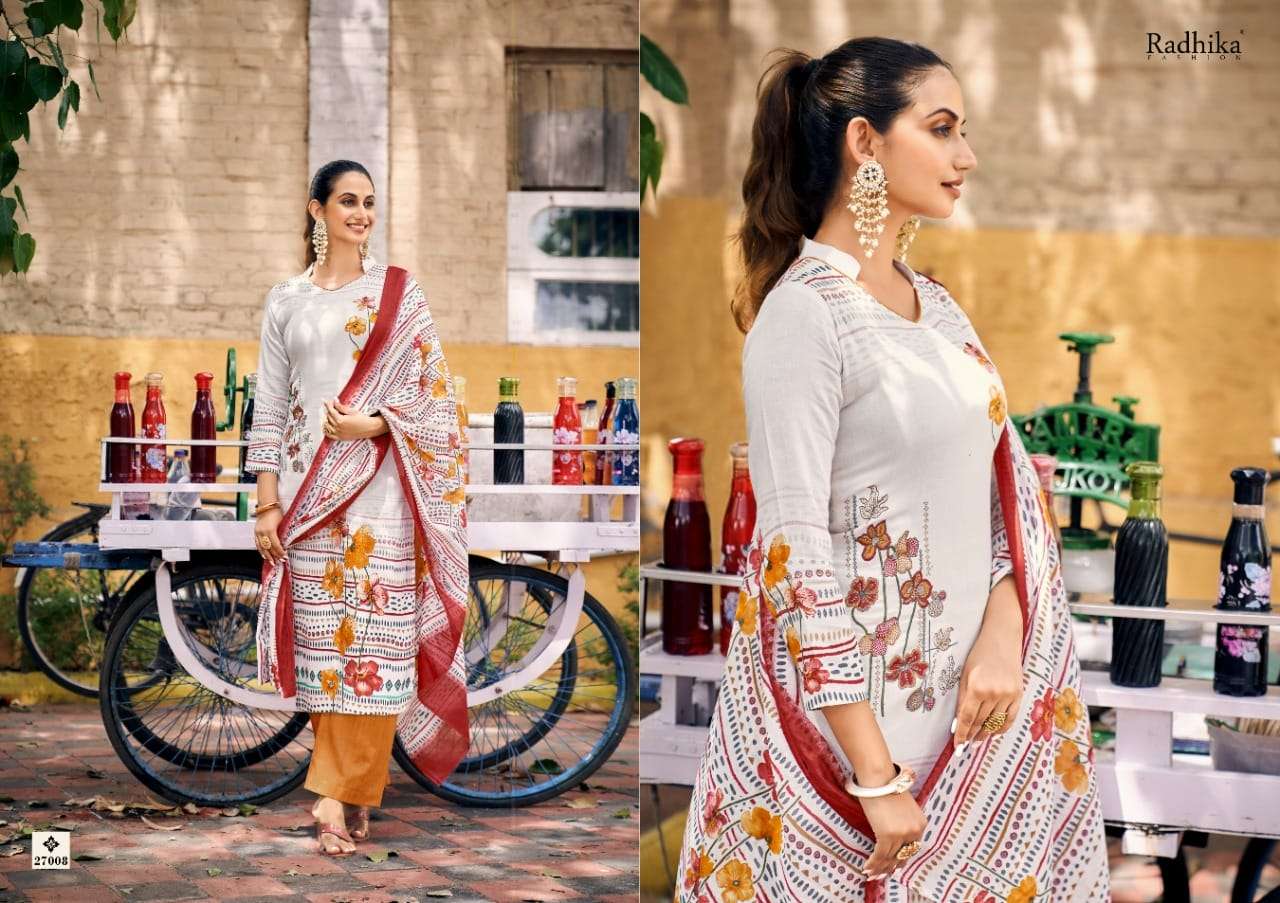 radhika fashion azara noor 27001-27008 series fancy dress material collection surat
