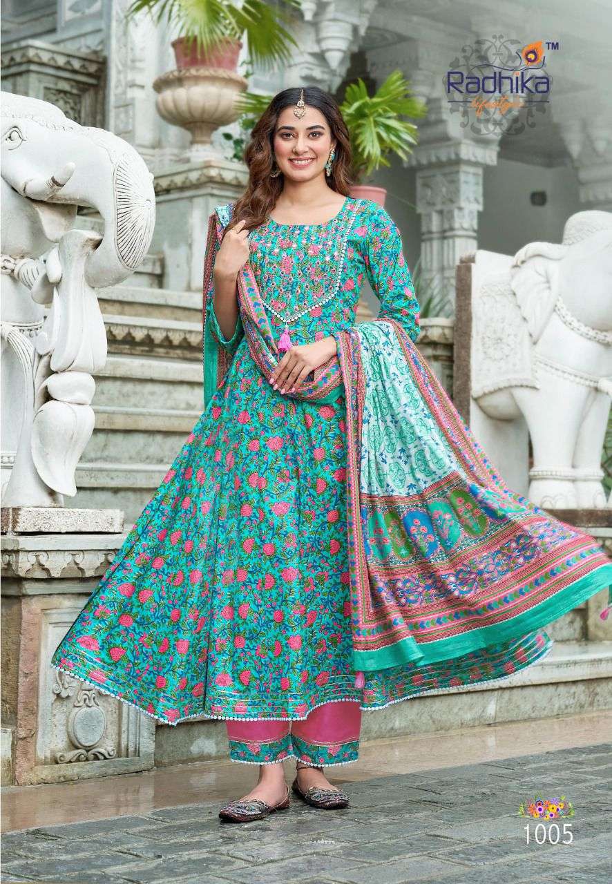 radhika lifestyle blossom vol-1 1001-1006 series cotton designer ready made online shopping surat 