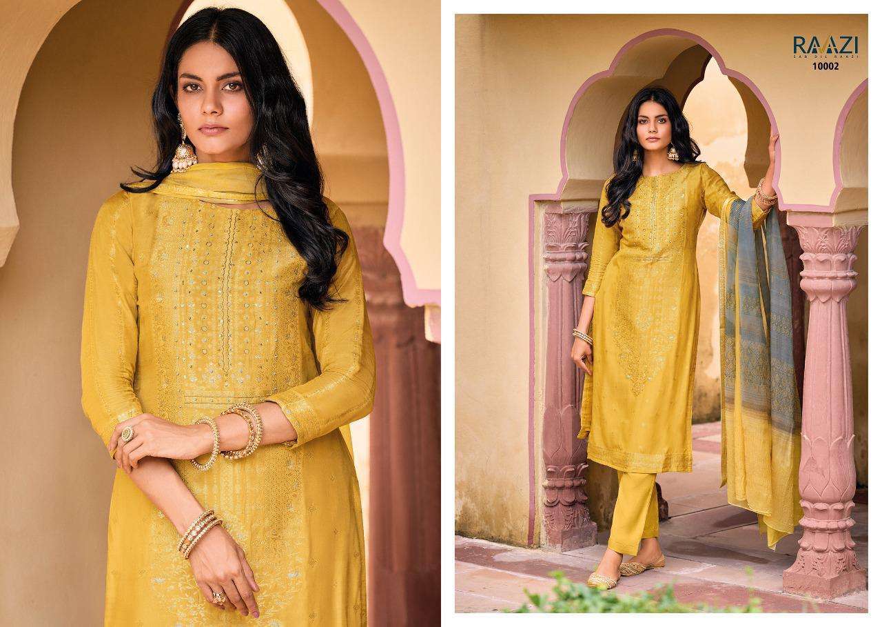 rama fashion raazi shiddat 10001-10008 series woven silk jequard designer salwar kameez wholesale dealer surat