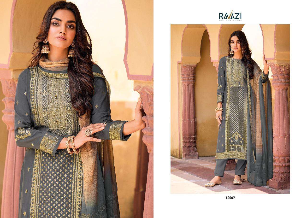 rama fashion raazi shiddat 10001-10008 series woven silk jequard designer salwar kameez wholesale dealer surat