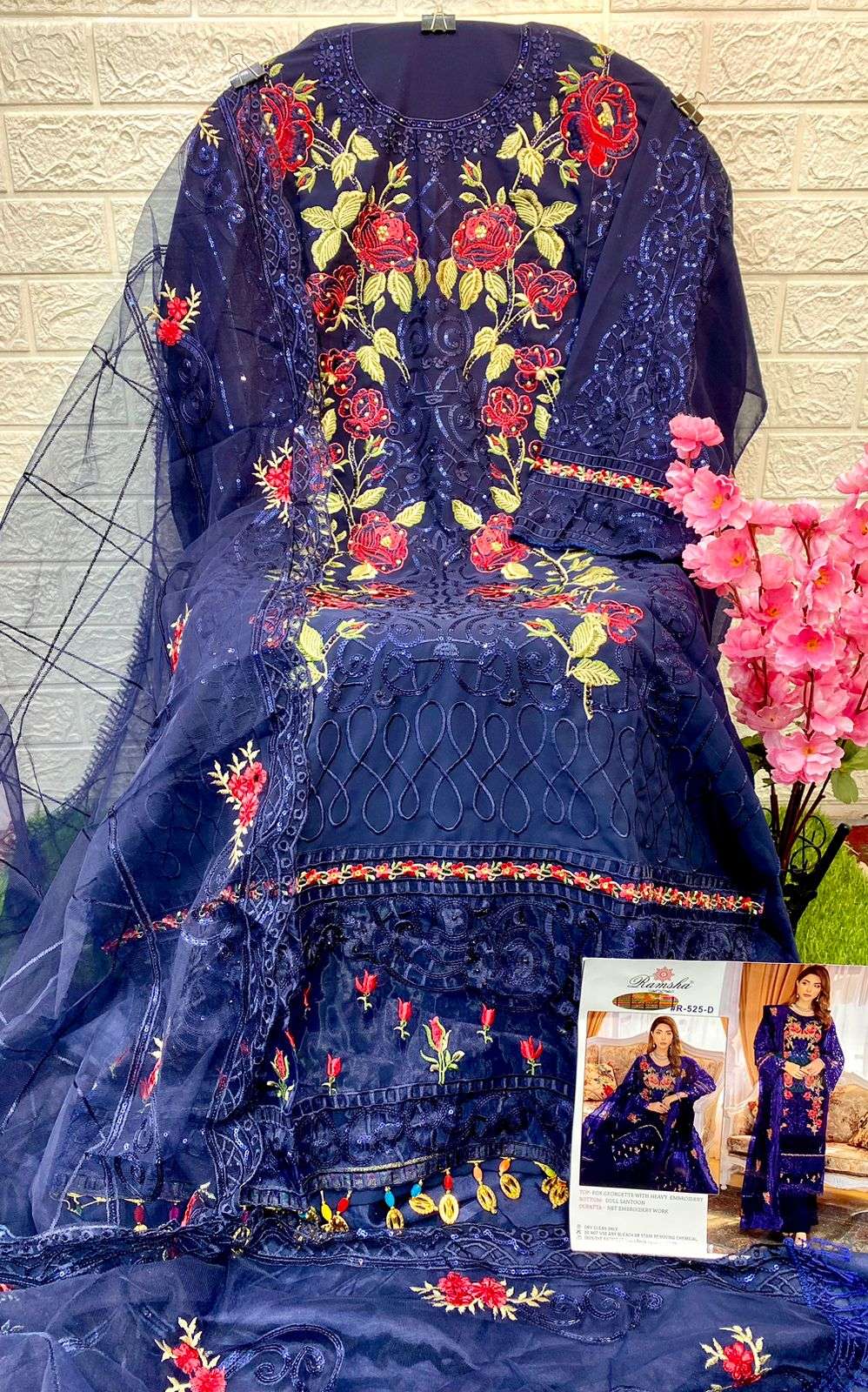 ramsha 525 nx georgette fancy embroidered salwar kameez wholesale price surat