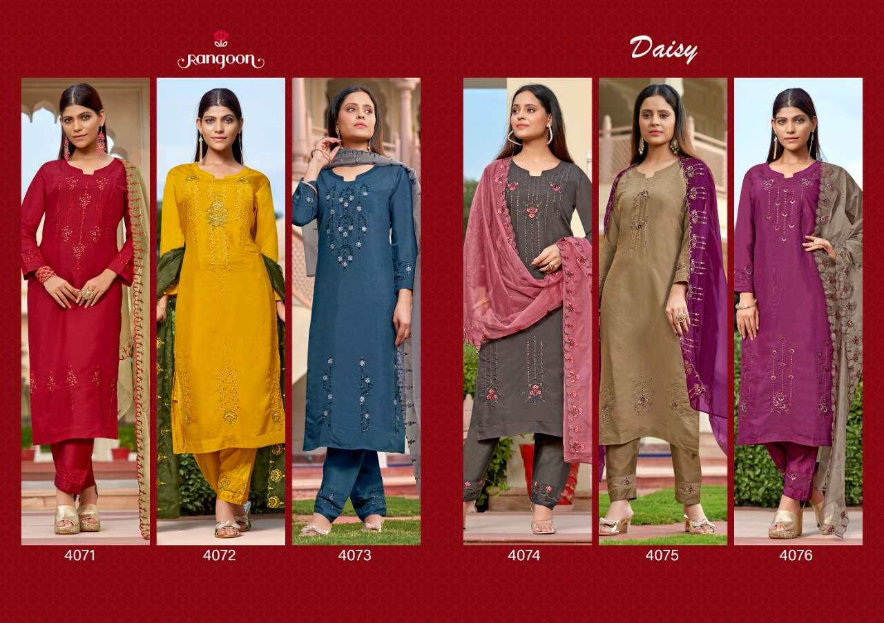 rangoon daisy 4071-4076 series designer viscose with work full stich collection wholesale price 
