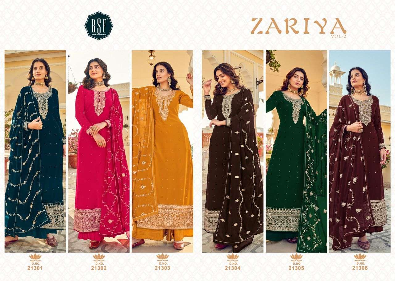 rsf zariya vol 2 21301-21306 series georgette with fancy embroidered salwar kameez surat