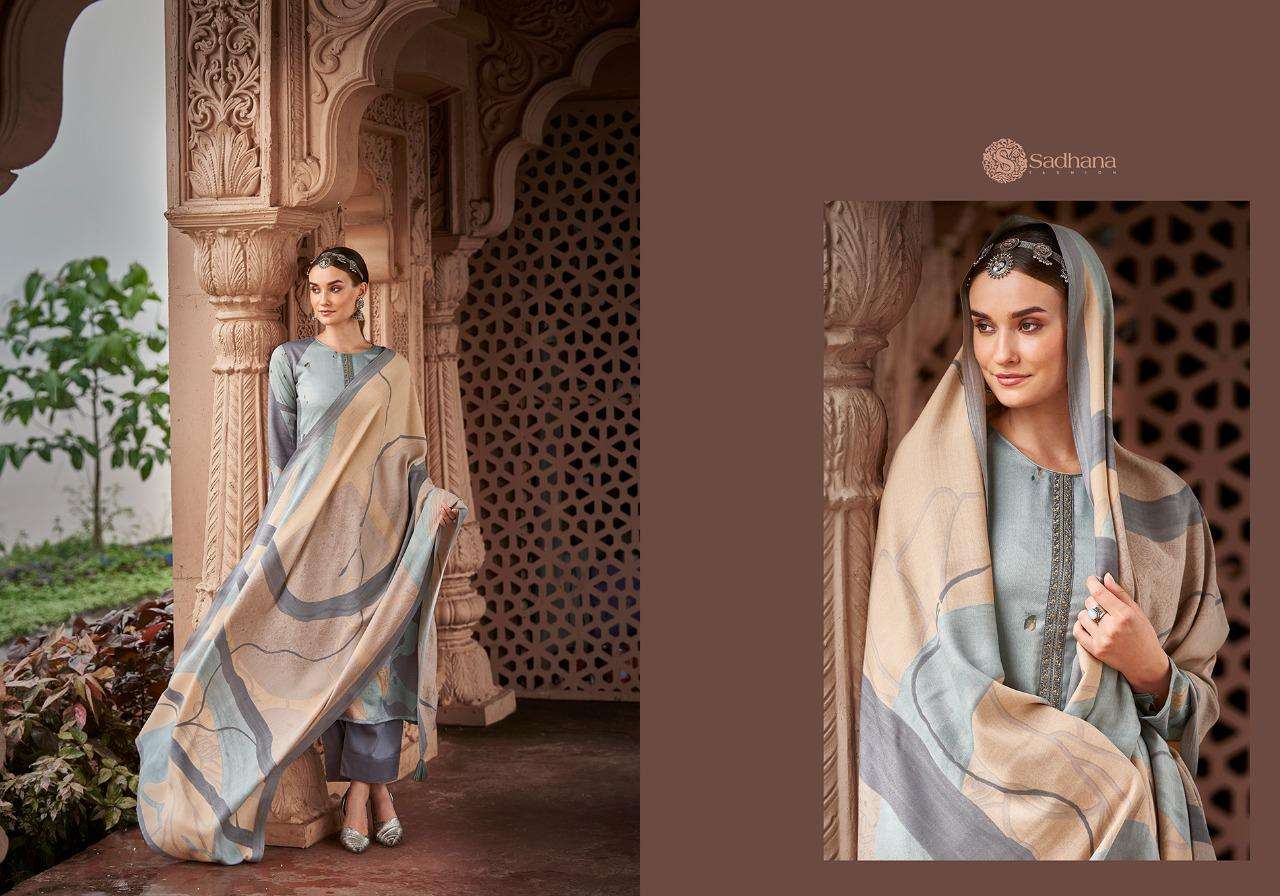 sadhana fashion lehja 401-408 series pashmina dress material collection wholesale price 