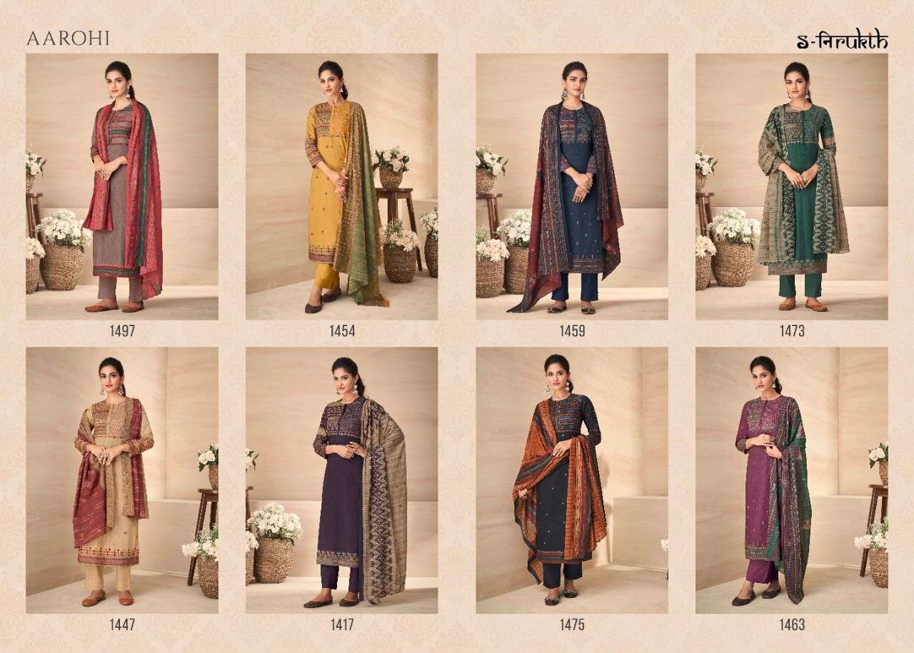 sahiba s-nirukht aarohi pashmina twill mirror work salwar suits wholesale india 