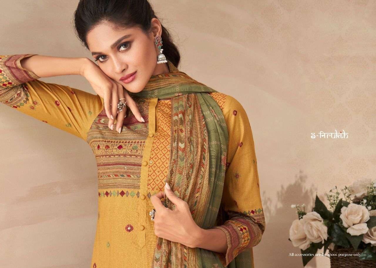 sahiba s-nirukht aarohi pashmina twill mirror work salwar suits wholesale india 