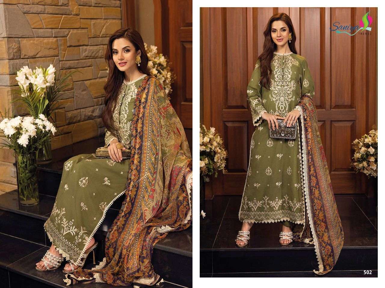 saniya trendz jofa collection cambric suits with fancy embroidered collection at surat
