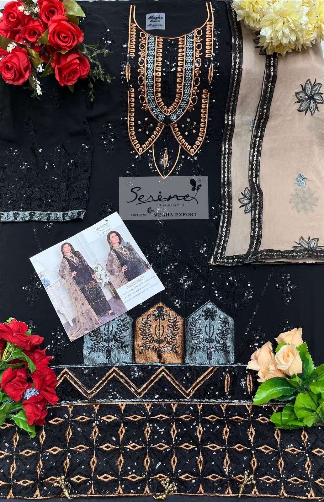 serene farmaish 47001-47006 series semi stich pakistani salwar suits wholesaler surat 