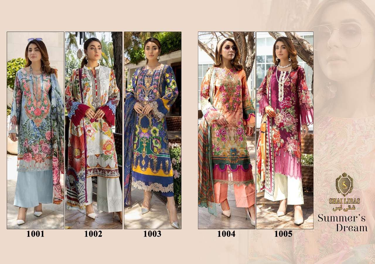 shai libas summers dream 1001-1005 series cotton suits with cotton dupatta pakisatni salwar kameez online surat