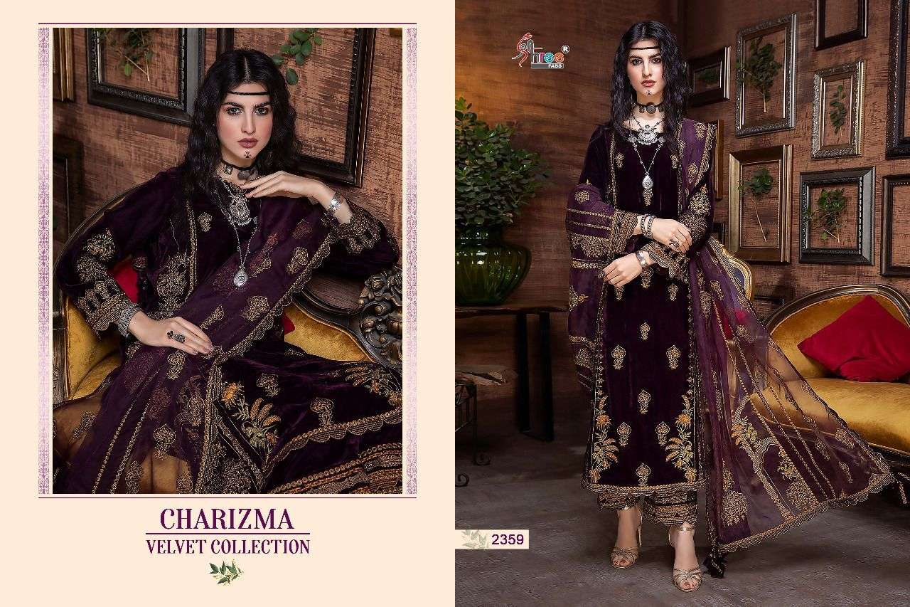 shree fabs charizma 2359-2363 series velvet designer pakistani salwar kameez wholesale dealer surat 