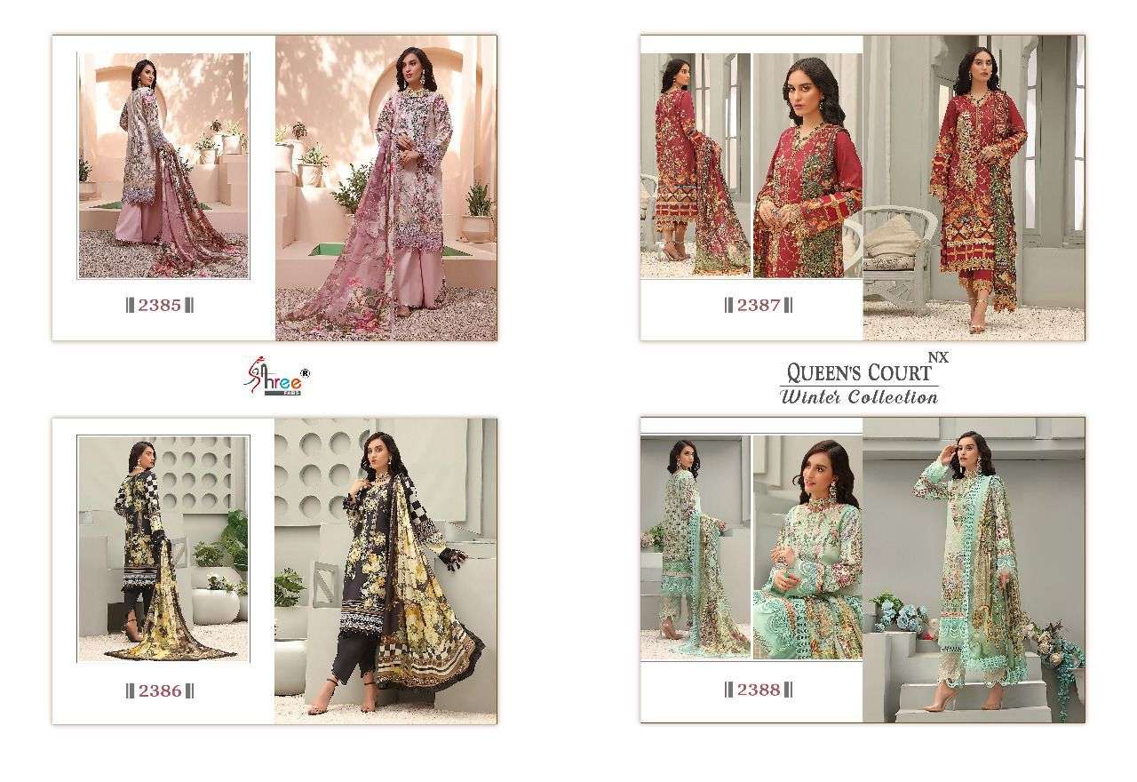 shree fabs queens court nx 2385-2388 series pasmina pakistani winter collection salwar kameez wholesale dealer surat  