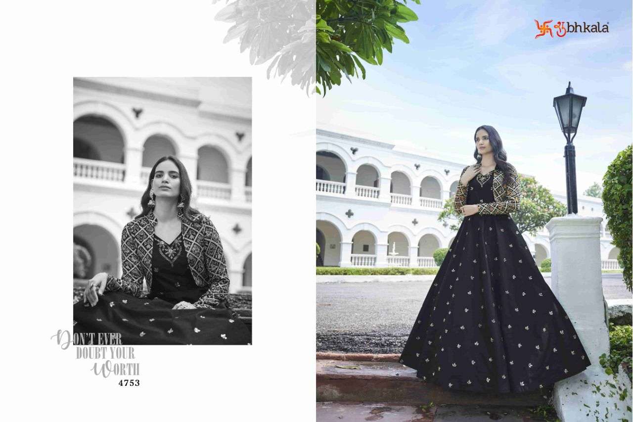 shubhkala flory vol 21 4751-4755 series fancy designer look festive gown collection wholesale price surat