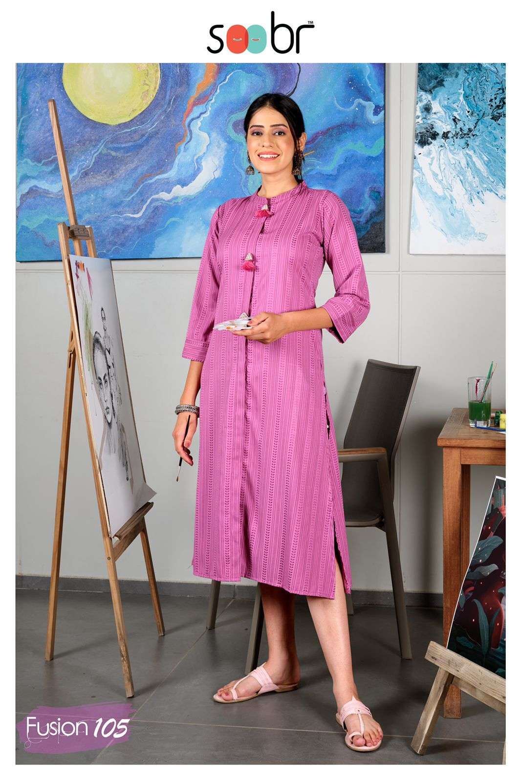 soobr fusion 101-106 series designer liva fabrics fancy kurtis wholesale price 