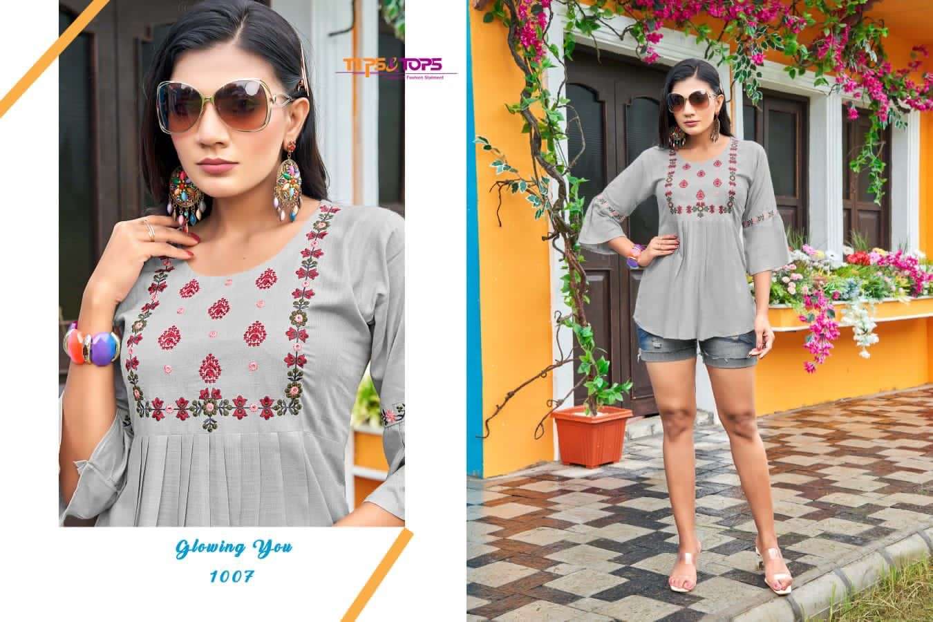 tips and tops pulpy vol 9 1001-1008 series fancy short tops collection wholesale price surat