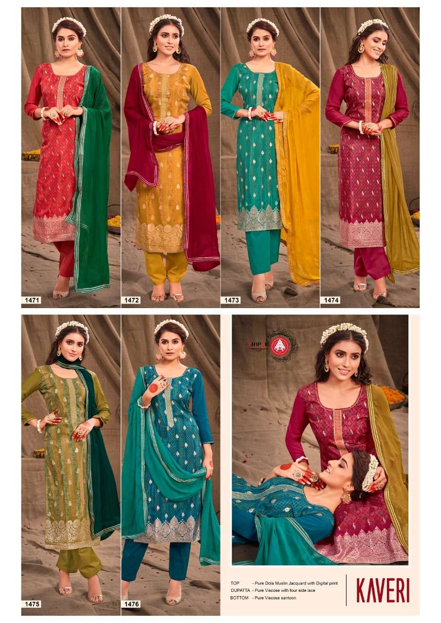 triple aaa kaveri 1471-1476 series pure dola muslin designer salwar kameez online shopping surat 