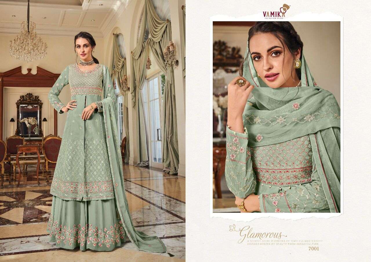 vamika riyaaz 7001-7005 series georgette ready made party wear salwar suits online shopping surat 