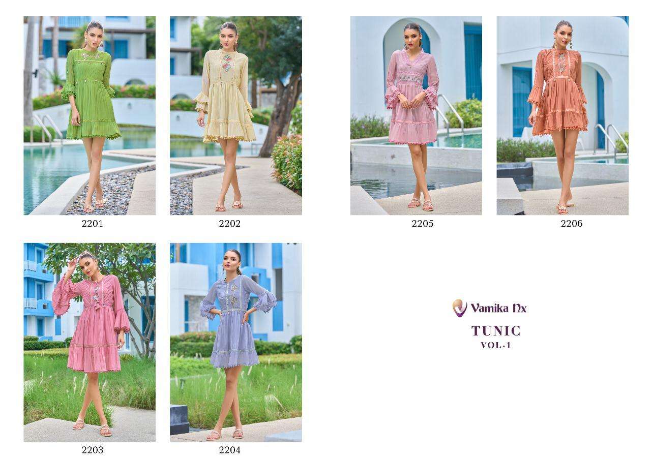 vamika tunic vol 1 heavy faux georgette fancy short tops collection wholesale price surat